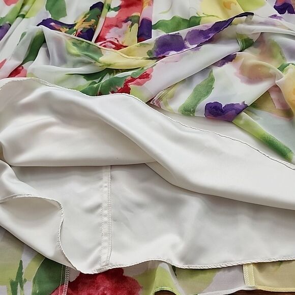 Lauren Ralph Lauren Floral Chiffon Ruched Gown Dress 8 Cocktail Party Maxi Dress - Picture 8 of 10